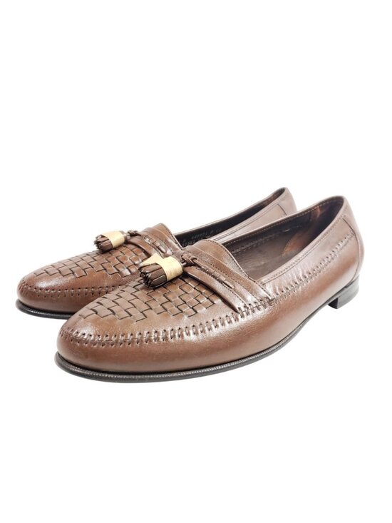 Florsheim Mens Size 13 Brown Leather Woven Tassel Loafers main image 5